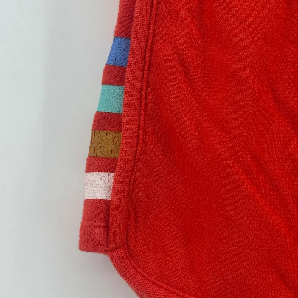 PJ‎ Salvage Red Retro Stripe Lounge Shorts Womens Medium Drawstring Dolphin Hem